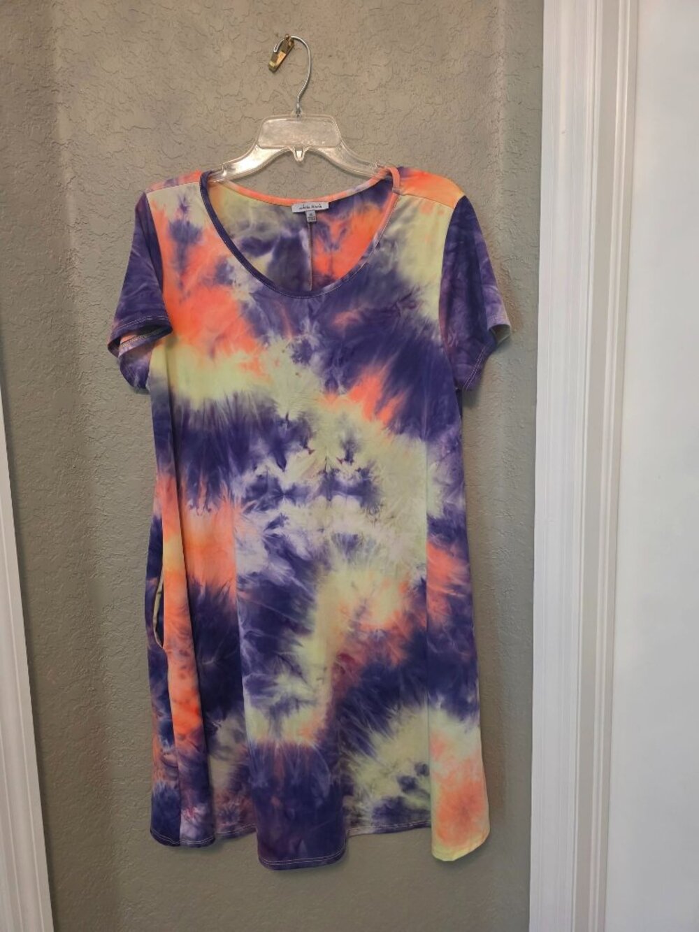 White Birch Colorful Artsy Tie Dye Swing Tee Shirt Dress XL
